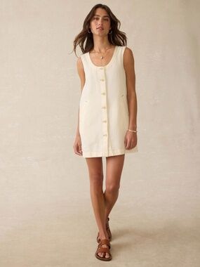 NWT Faherty Linen Denim Malibu Mini Dress - Whitecliff Wash Size XS